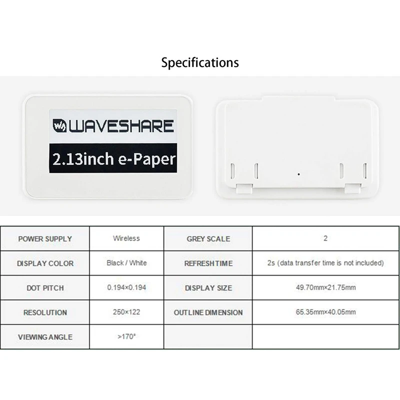 Waveshare 2.13 pollici Wireless NFC-Powered Epaper Eink E Paper modulo schermo Display E-Ink per APP Android Mobile, nessuna batteria