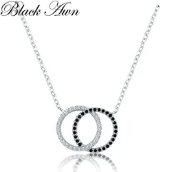 2025 New Classic Fine Silver Color Necklaces&Pendants Jewelry Trendy Black&White Stone Necklace Women P196