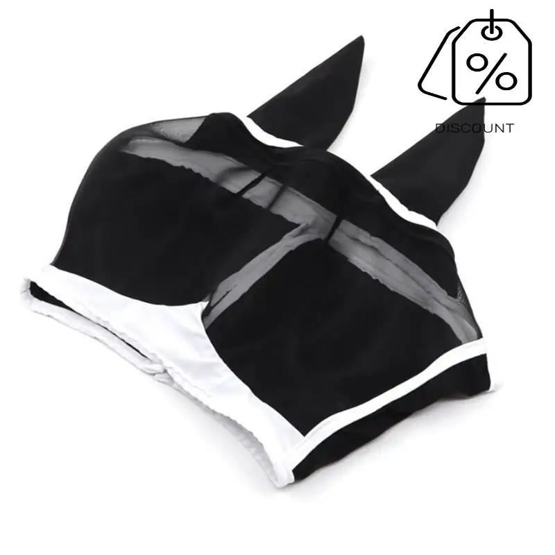 Maska na muchy z uszami, maska ​​konia przeciw komarom i owadom, maska ​​komfortowa Ma Chao, maska ​​​​głowy konia-B60B