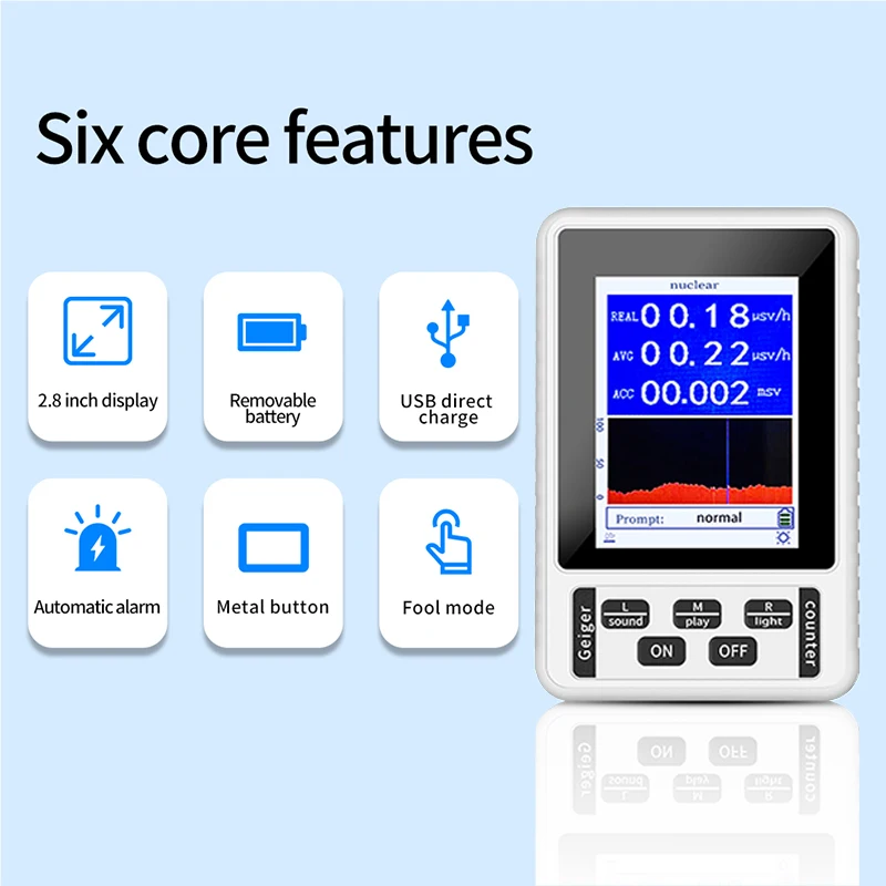 New XR-1 Nuclear Radiation Detector Color Display Screen Geiger Counter Personal Dosimeter Detectors Beta Gamma X-ray