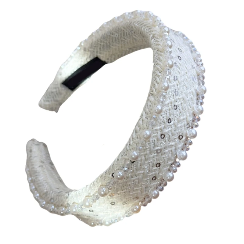 652F Elegant Headpiece With Faux Pearls Decors Fashion Headbands Comfortable Hairband For Weddings And Prom Event