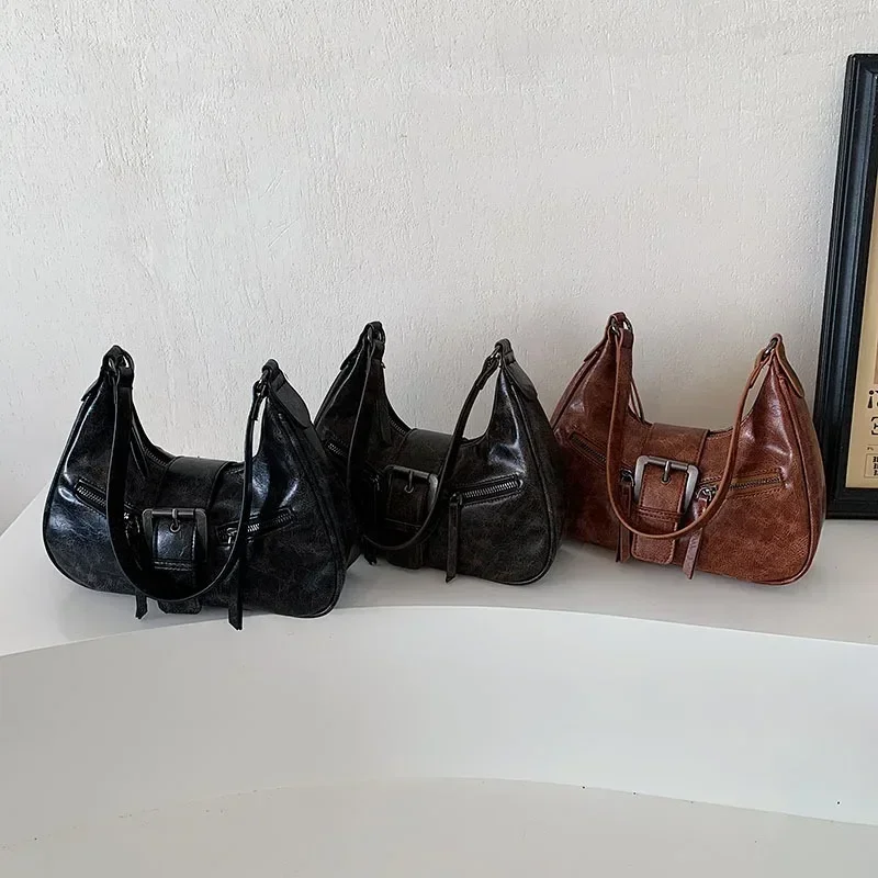Zipper PU Advanced Retro Women\'s Shoulder Bag 2024 New Popular Versatile Crossbody Bag Bolsas Femininas Tendencia 크로스백