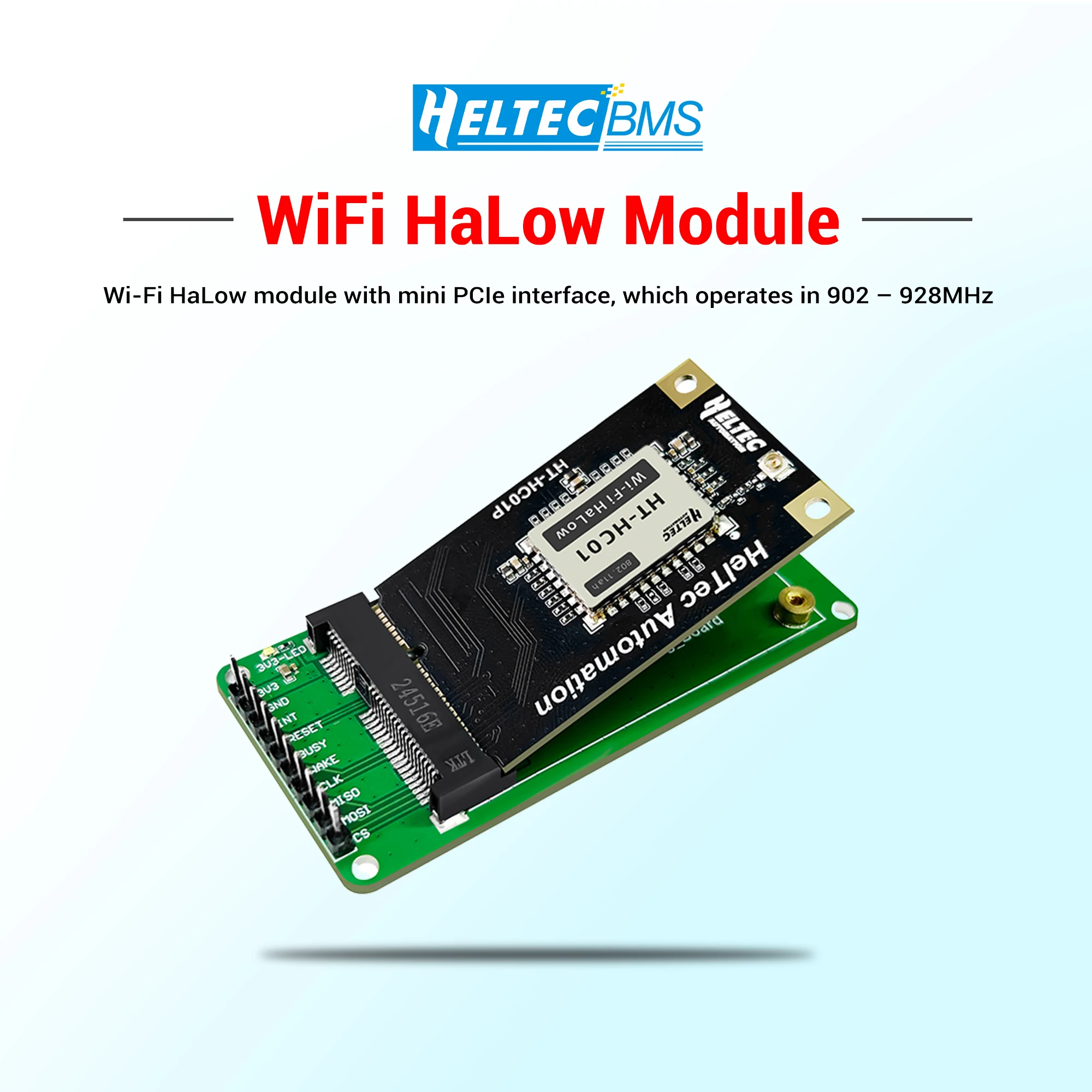 WiFi HaLow Module with Mini PCIe Interface MM6108IQ 902 – 928MHz 32.5Mbps 21dBm 1-2km Transmission Range Debug Board Optional