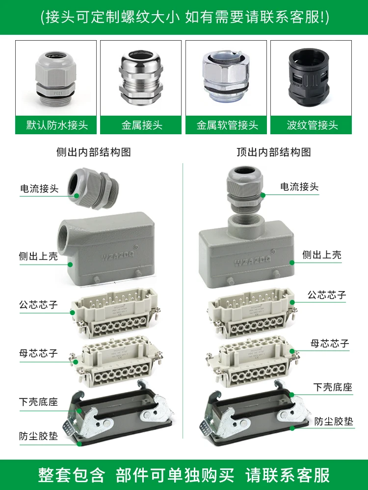 HDC-HDD Heavy Duty connector 15/24/25/40/42/50/108-core crimped connection cable Aviation industry plug socket