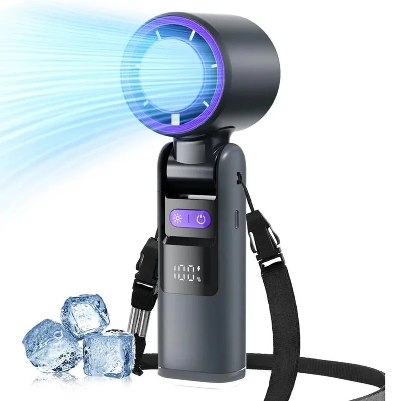 

4000mAh Rechargeable Handheld Turbo Fan 199 Gear Wind Speed Semiconductor Refrigeration Cooling Fan Portable Personal Fan