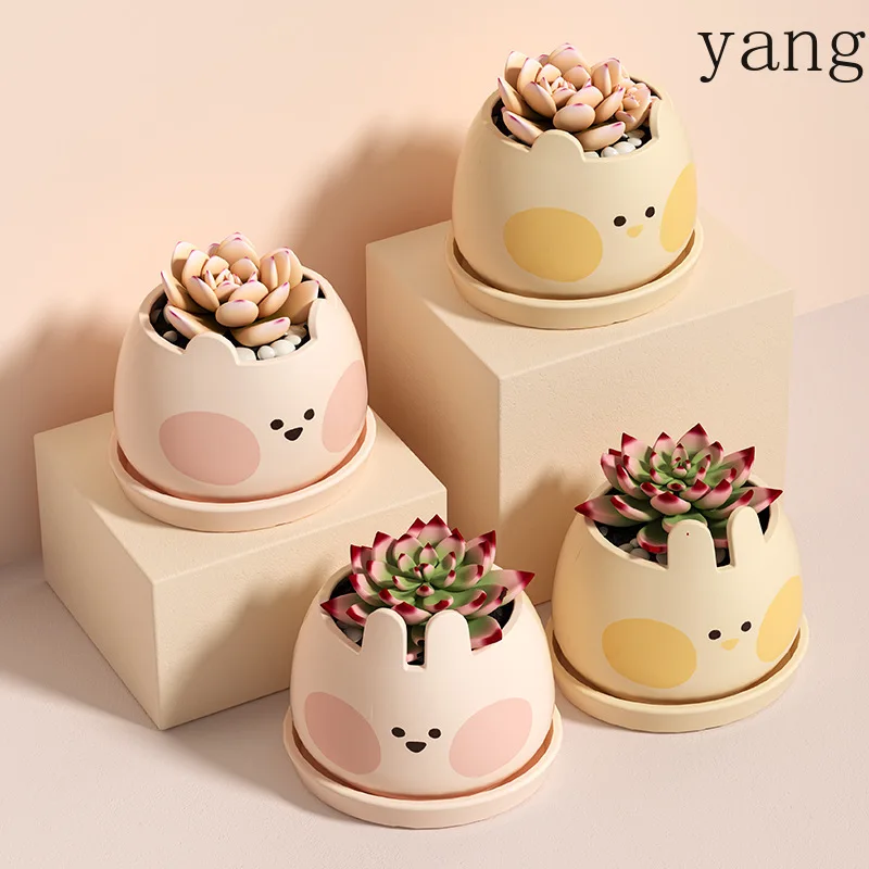 CX Creative Plastic Cartoon Cute Pet Succulent Flower Pot with Bottom Support