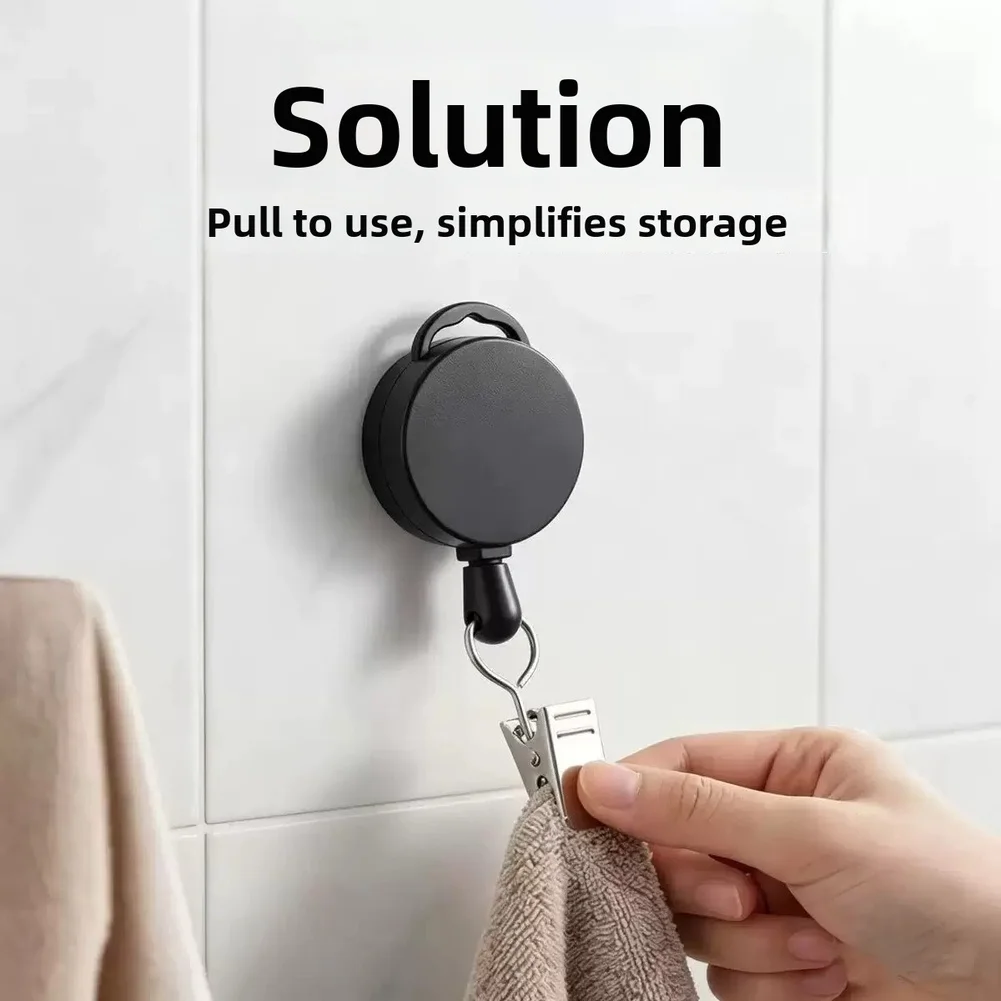 4cm Metal Retractable Towel Clip No Drill Hook With Strong Stuffy Backing Stretchable Organizer Kitchen Smooth Surfaces