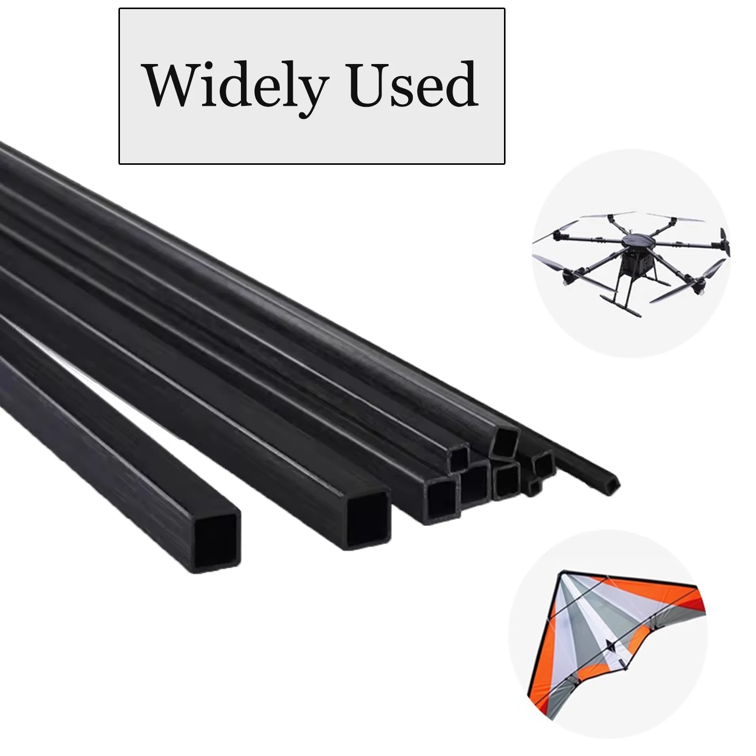 1/2/3pcs Koolstofvezel Vierkante Buis 250/500mm, Koolstofvezel Rechthoekige Buis Buitenste Binnenframe 3mm ~ 10mm