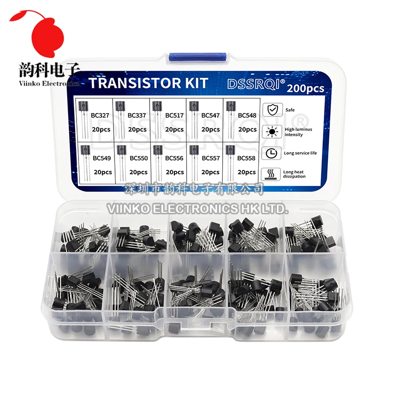 200-900PCS TO-92 Transistor Kit Assortment Box BC547 BC327 BC337 2N2222 3904 3906 C945 PNP NPN Transistors Set Electronics Pack