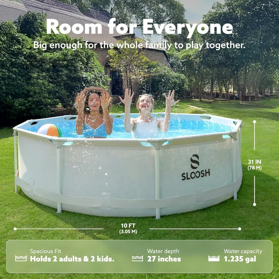 원형 지상 수영장 - 10피트 x 30인치 야외 원형 프레임 지상 수영장 세트 어린이 및 성인용 필터 포함