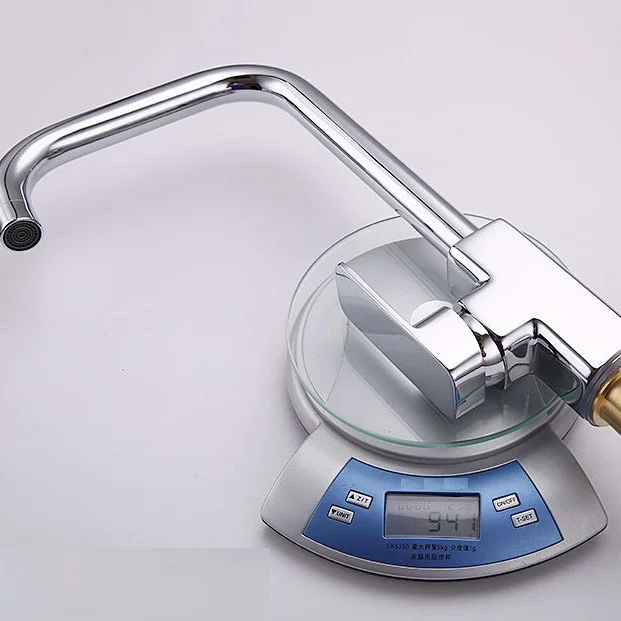 

Square Kitchen Sink Faucet with Hot Cold Water Brass Material for Laundry Basin and For Dishwashing Chrome Finish