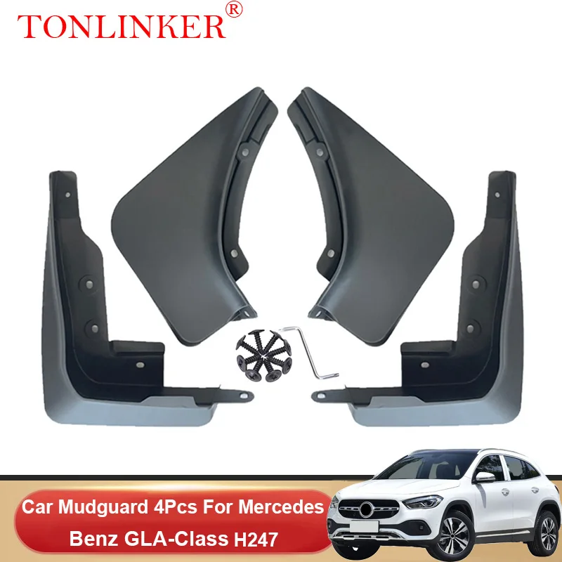 TONLINKER Car Mudguard For Mercedes Benz GLA-Class H247 CLA 180 200 250 2020 2021 2022 Mudguards Splash Guards Fender Mudflaps