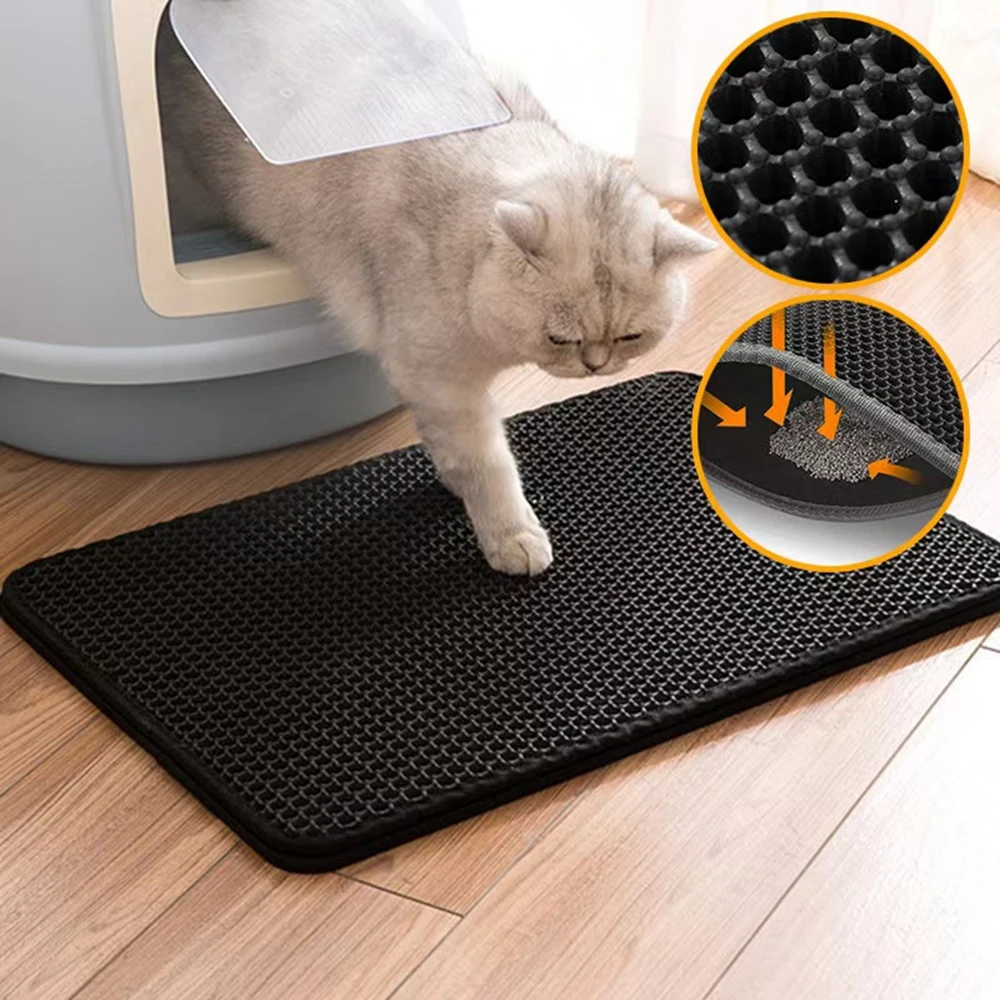 Cat Litter Mat 1 Pack Double Layer Waterproof Urine Proof Trapping Mats Non-Slip Easy to Clean Large Toilet Foot Pad