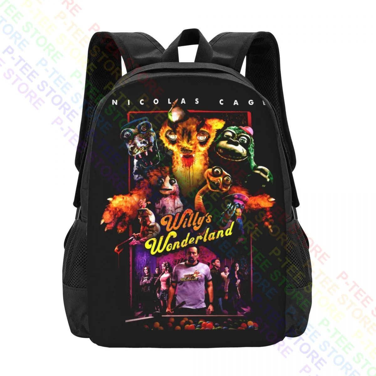 Willys Wonderland 2021 Poster Nicolas Cage Battles Animatronic RobotBackpack Large Capacity Fashion Sports Bag