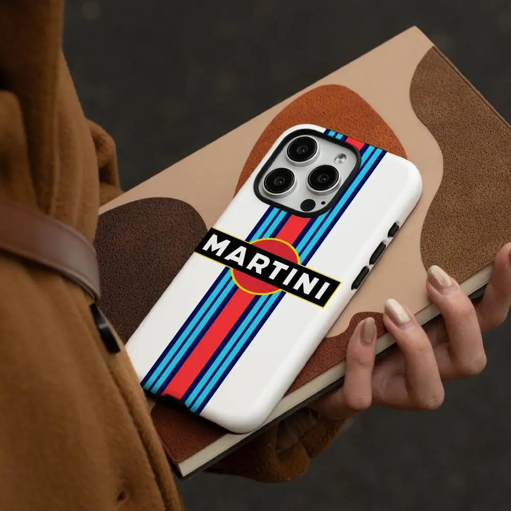 حافظة هاتف لهاتف آيفون 17 16 15 14 13 12 Pro Max Plus لامعة عالية الدقة بطبقة مزدوجة غلاف صلب سائل شريط سباق مارتيني