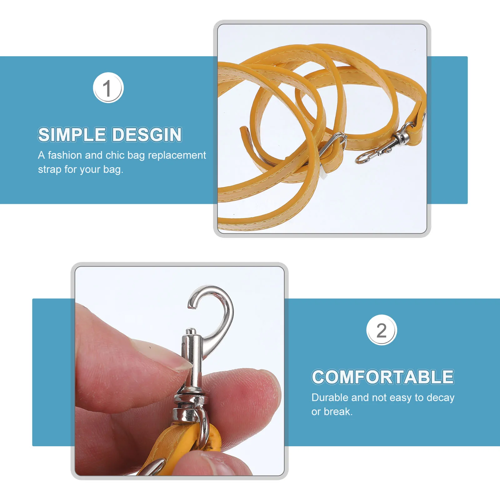 

PU Synthetic Adjustable Shoulder Bag Strap Yellow Replacement for Crossbody Pouch Handbag Handles Women DIY Bag Strap