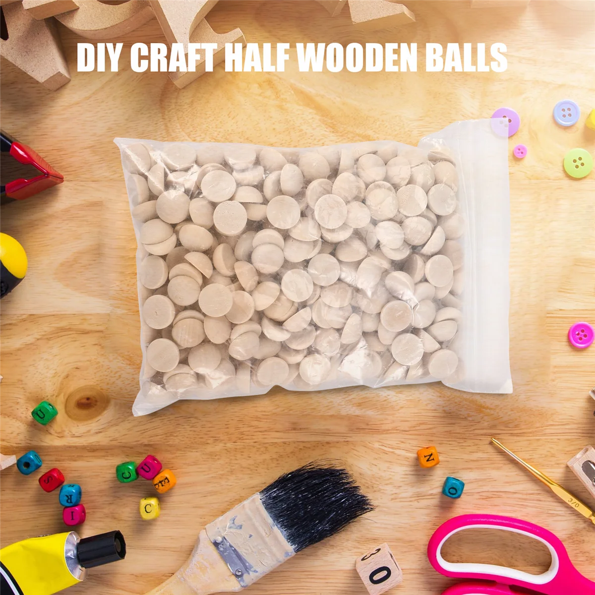 300Pcs Split Wood Balls Unfinished Half Wooden Balls Half Round Craft Balls for DIY Craft Arts Christmas Decoration 15mm