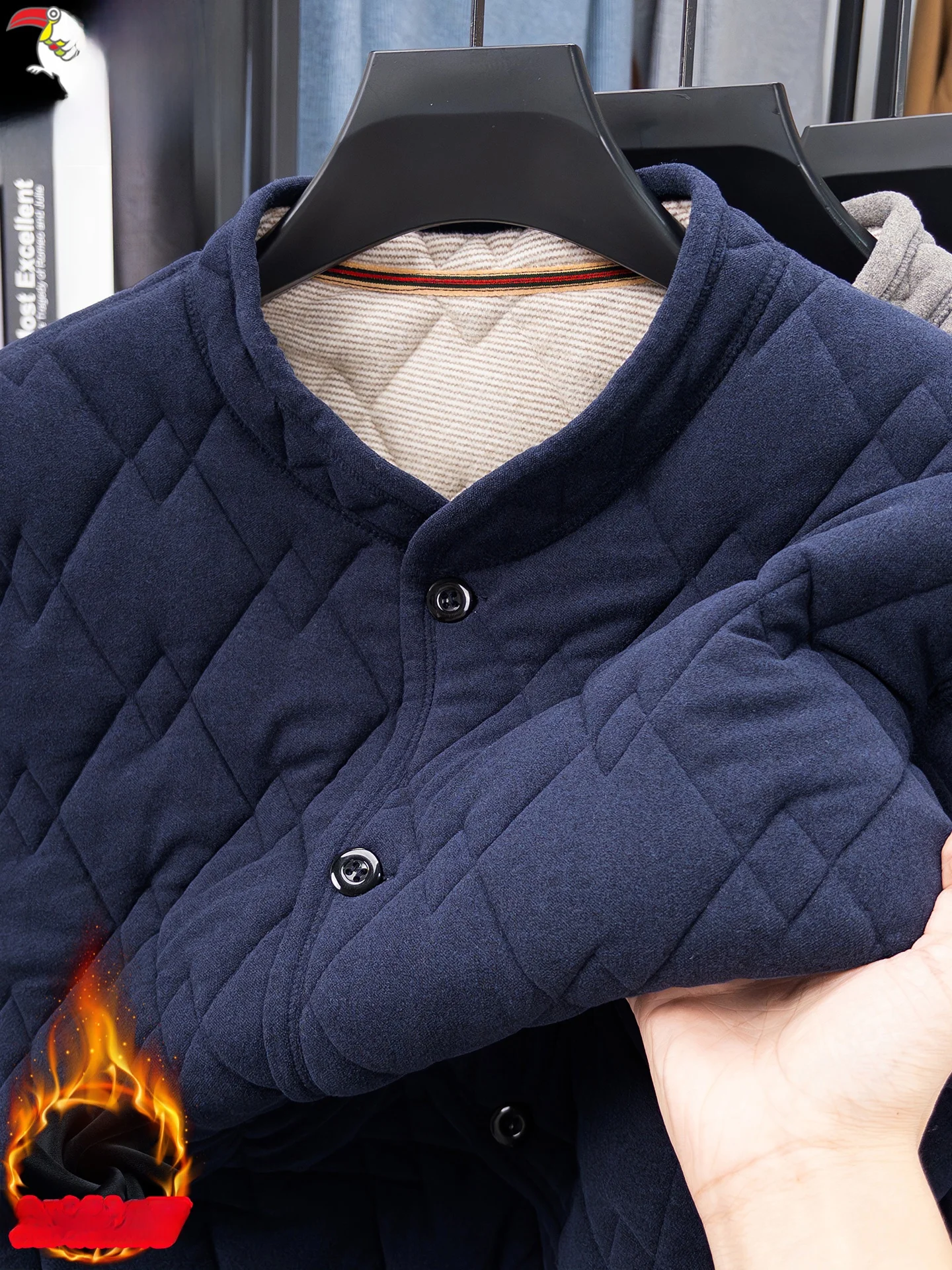 

Warm Fce Lined Cotton Jaet for Middle-Aged Men Faionable Urban Sle andpa Coat Thiened Winter Outerwear