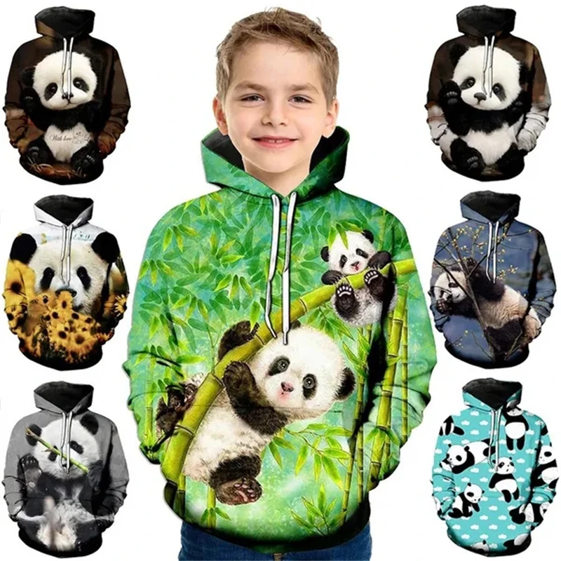 New Cute Animal Panda 3D Print Hoodies Children Boys Girls Autumn Winter Fashion 3D Hooded Sweatshirt Daily Casual Long Sleeve