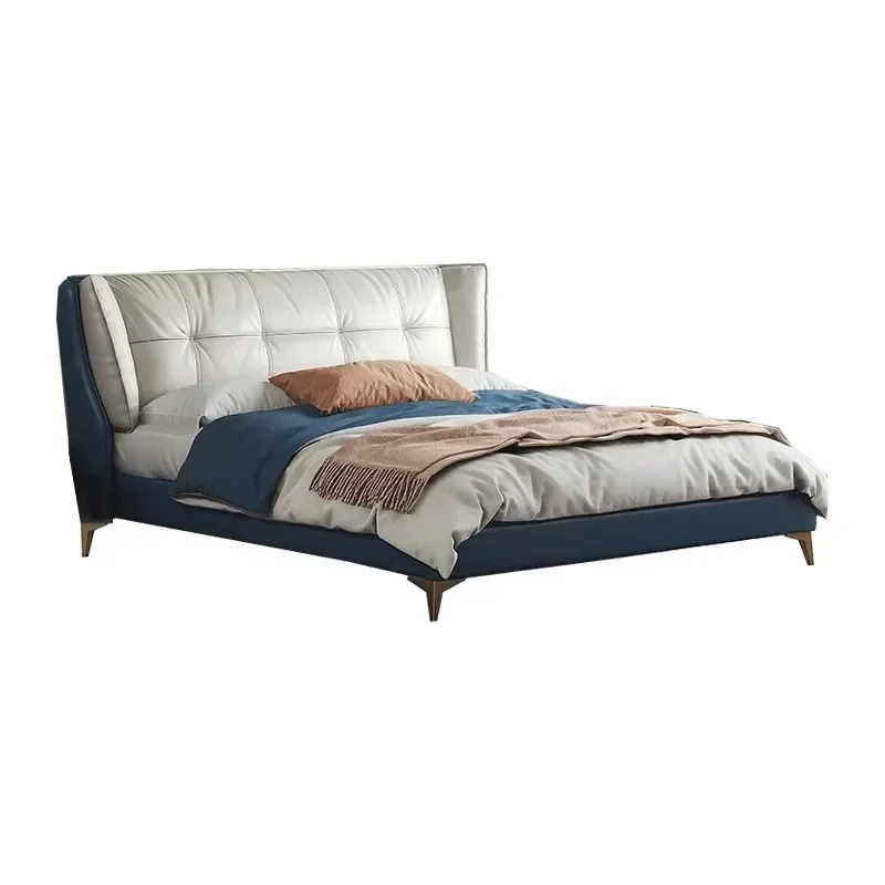 Hong Kong style light luxury leather bed modern simplicity