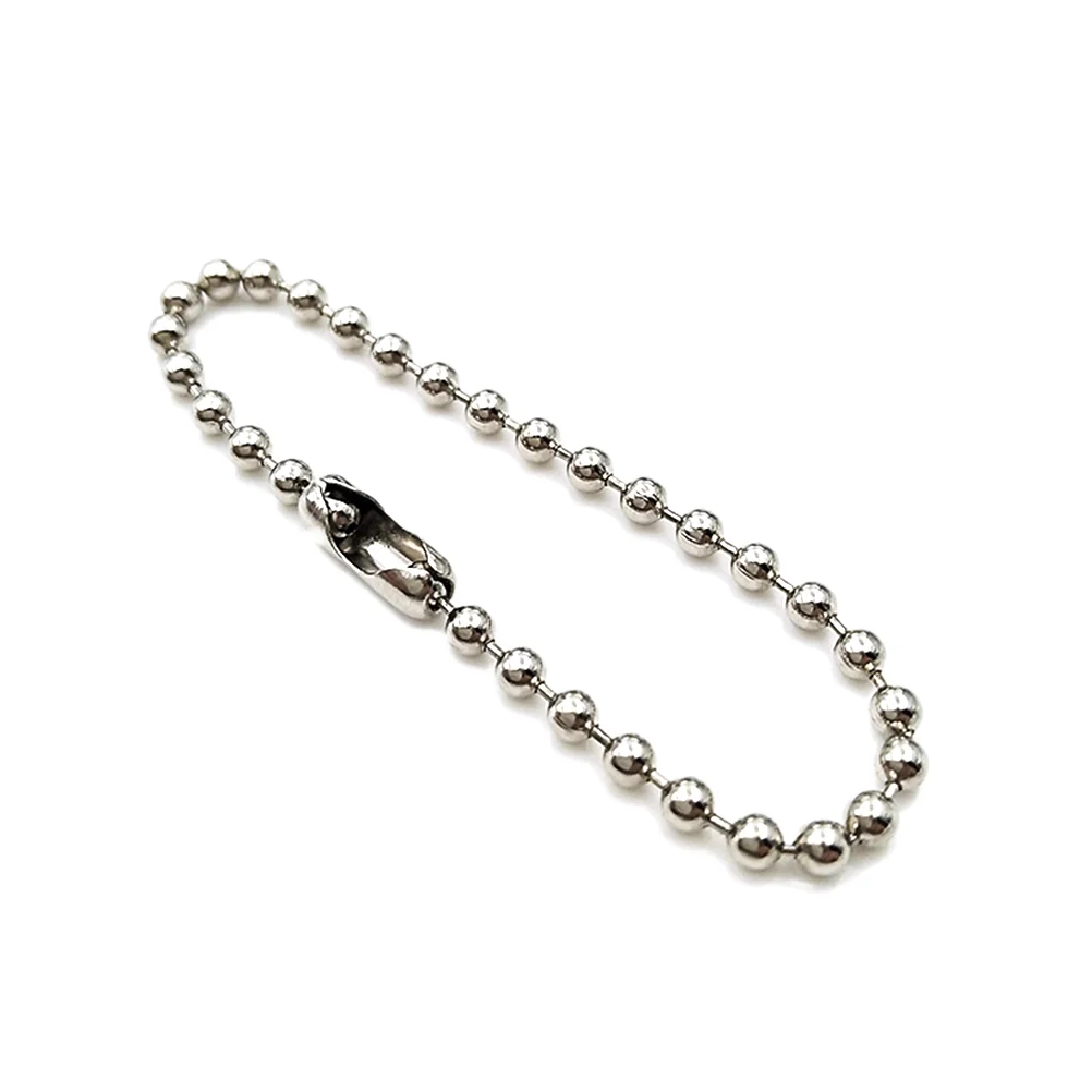 200 PC Bead Chain Stainless Steel Key Fob Link Connectors Chains Clasp Ball Long