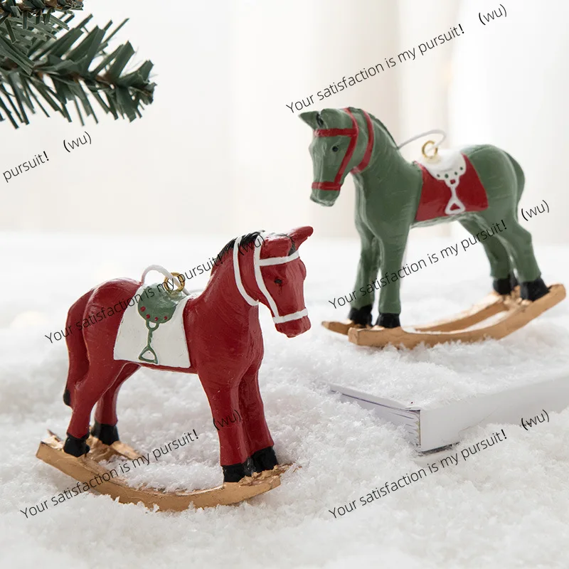 New Christmas three-dimensional rocking horse pendant Christmas tree decoration pendant American retro decoration