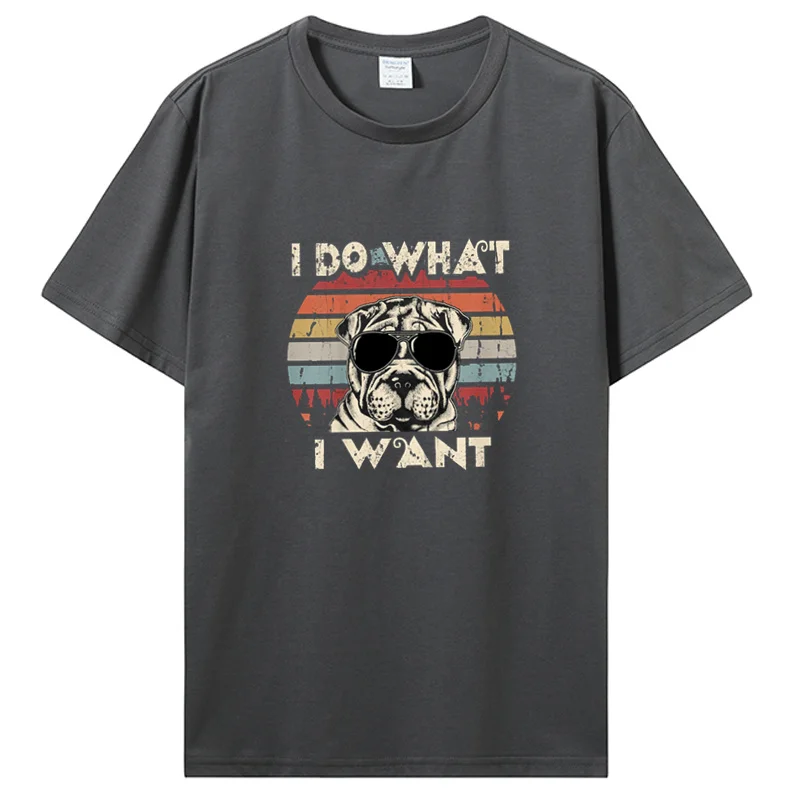 I Do What I Want Funny Shar Pei Vintage Retro T Shirt Cotton Tshirt Streetwear Short Sleeve Birthday Gifts T-shirt Men Tees