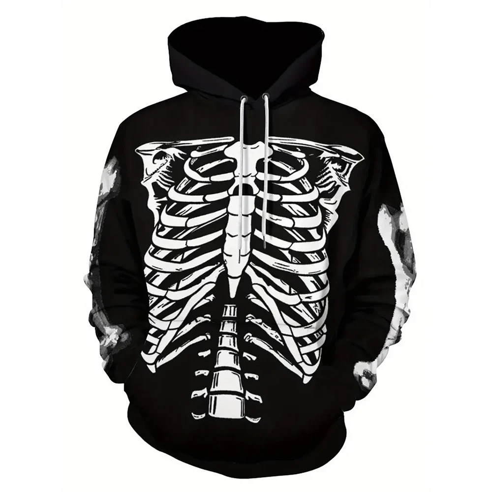 New Halloween Skeleton 3D Hoodies Men Women Casual Oversized Hoodie Pullovers Hooded Sweatshirts Tracksuits Coats Kids Clothing