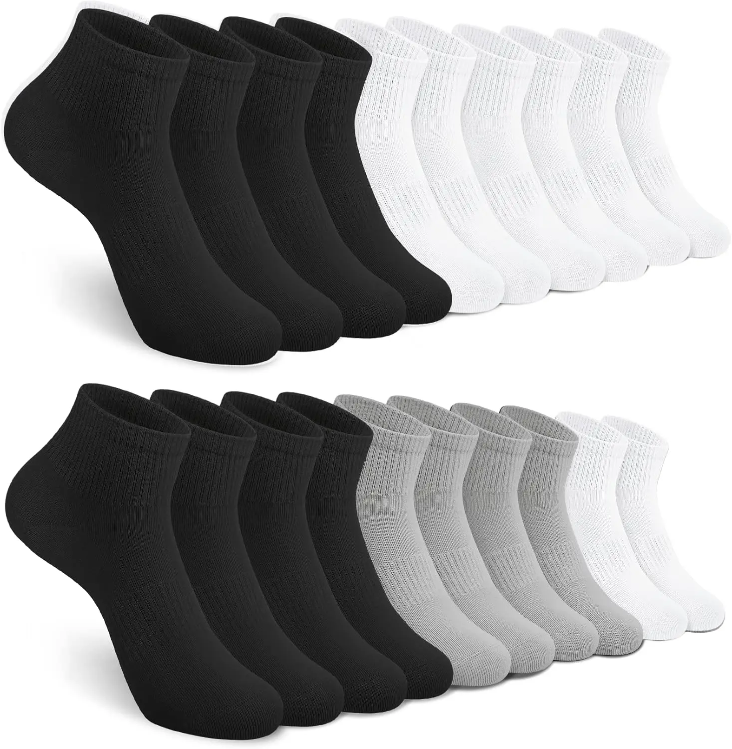 

10 Pairs Women's Ankle Socks, Cotton Crew Athletic Running Quarter Socks for Men and Women