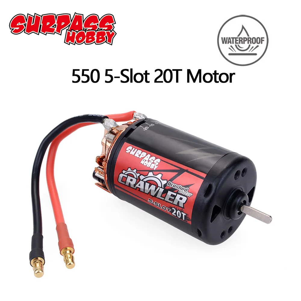 SURPASS HOBBY 5-Slot 550 20T Waterproof Brushed motor for Tamiya Kyosho TRAXXAS WLtoys 1/10 RC Car Monster Truck