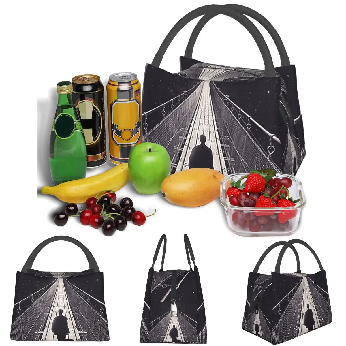 Space Trip Lightweight Handheld Insulated Lunch Bag Aluminum Foil Liner for Adults Students Travel Picnic