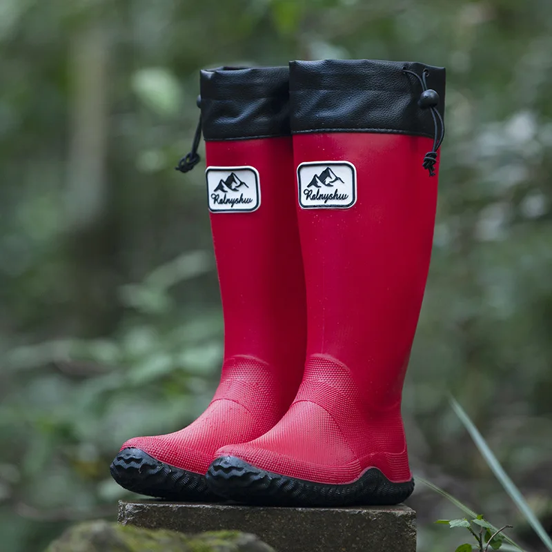 Rain Boots for Men Fashionable Igh-Top Rain Boots Outer Wear Long-Tube Waterproof Non-Slip Couple Style Outdoor Fishing Boots image 2