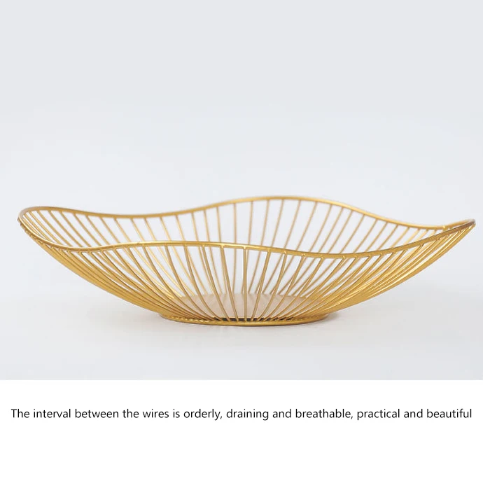 สไตล์นอร์ดิกผลไม้ผักตะกร้าเก็บโลหะตกแต่งจอแสดงผลชามตกแต่งโต๊ะรับประทานอาหาร