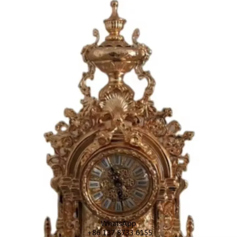 

Medieval Luxury Antique Retro Style Golden Copper Table Clock
