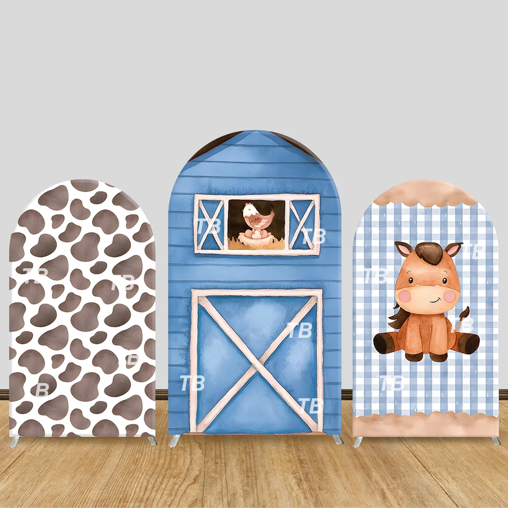 

Farm Animal & Barn Arch Backdrop Cover Cow Print Theme Party Decor Photo Booth Background Kids Birthday Supplies