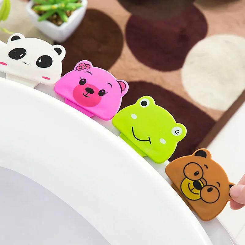 Cute Cartoon Toilet Cover Lifting Device Bathroom Toilet Lid Handle Sticker Portable Sanitary Handle Bathroom Seat Accessories