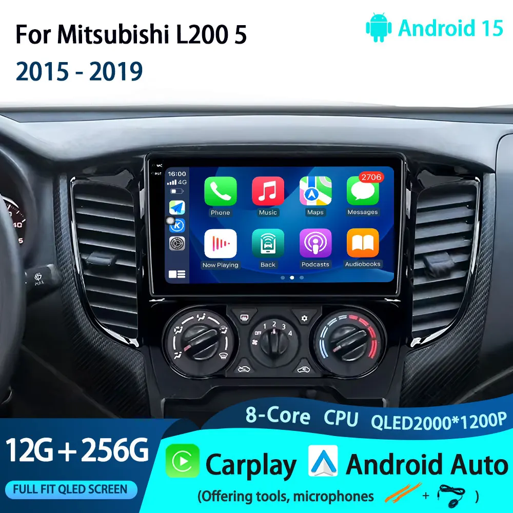 

9-дюймовый Android 15 WIFI GPS-экран для Mitsubishi L200 5 2015-2019 Carplay автомобильный мультимедийный радиоплеер видеоплеер