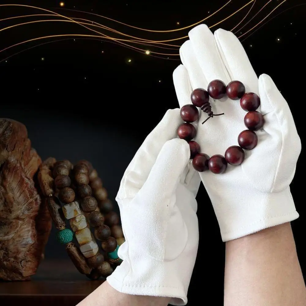 White Suede Jewelry Care Gloves Breathable Fabric Protection For Antique Beads Polishing Professional Hand Cover