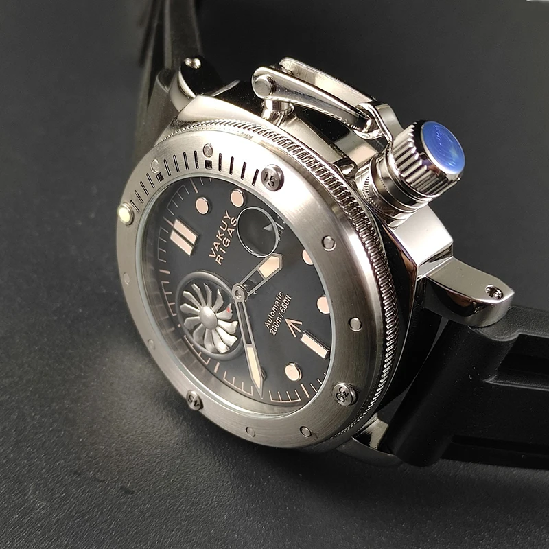 Vakuy Automatic Mechanical Diver Military Watch Seagull ST25 Super Luminous Water Resistant Large Dial10atm Waterproof44mm  Dial