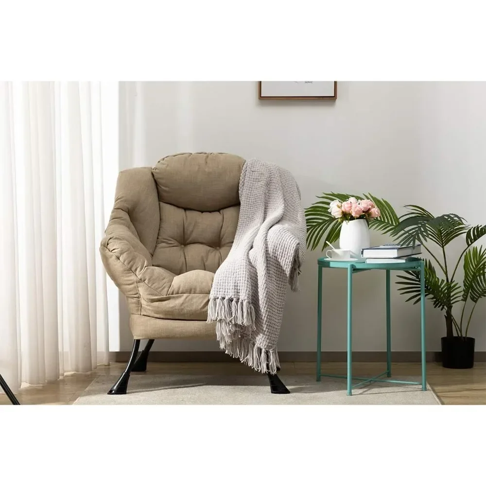 Fabric Large Lazy Chair, Accent Oversized Comfy Reading Chair, Thick Padded Cozy Lounge Leisure Sofa for Living Room