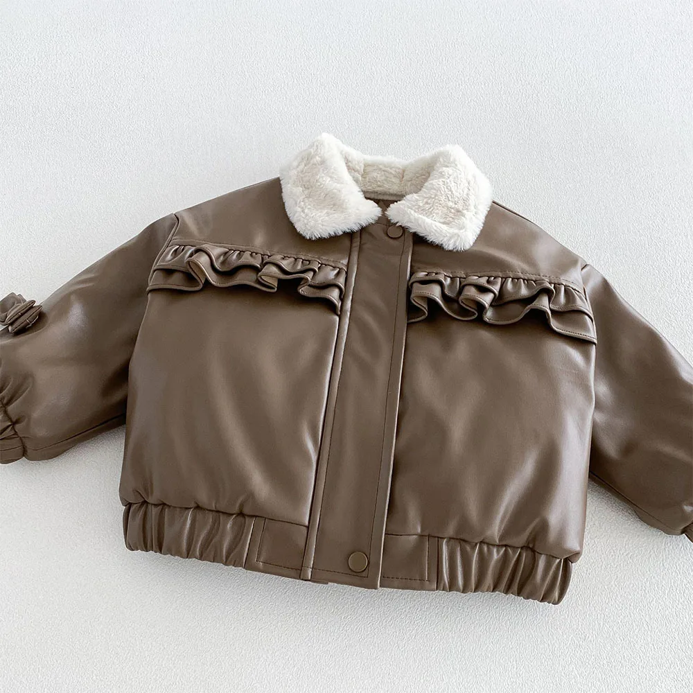Kids Outerwear And Coats Quilted Warm Winter Childrens Boutique Clothing Fashion Toddler Girl PU Leather Jackets
