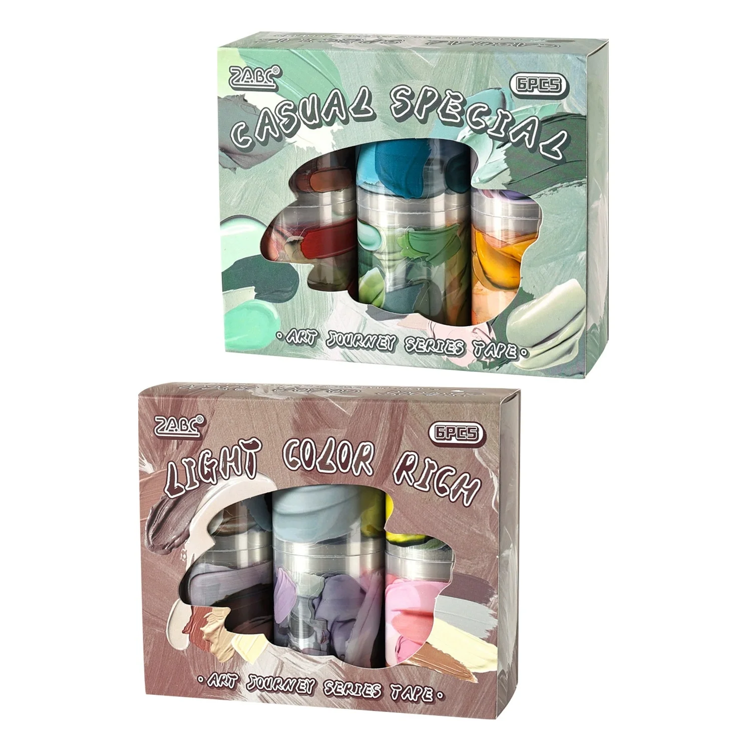 6 Rolls Art Journey Oil Painting Washi Tape,Vintage Paint Stroke Decorative Tape for Scrapbooking, DIY Journal, Planner, Album
