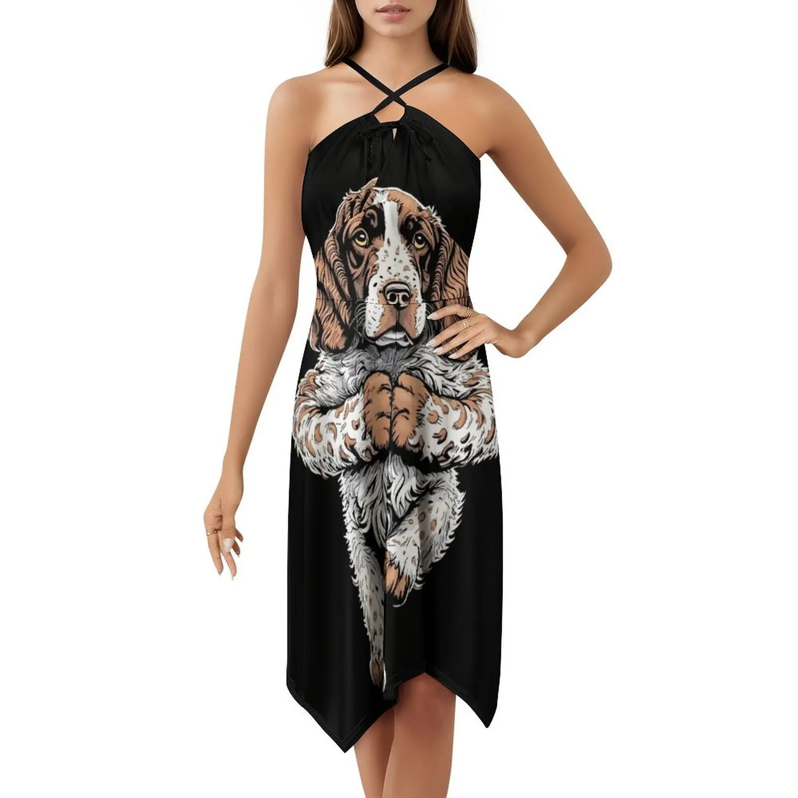 Anglais Springer épagneul Yoga chien chiot drôle arbre Pose femmes Hip Hop Streetwear robe graphique imprimé fête Club porter anglais