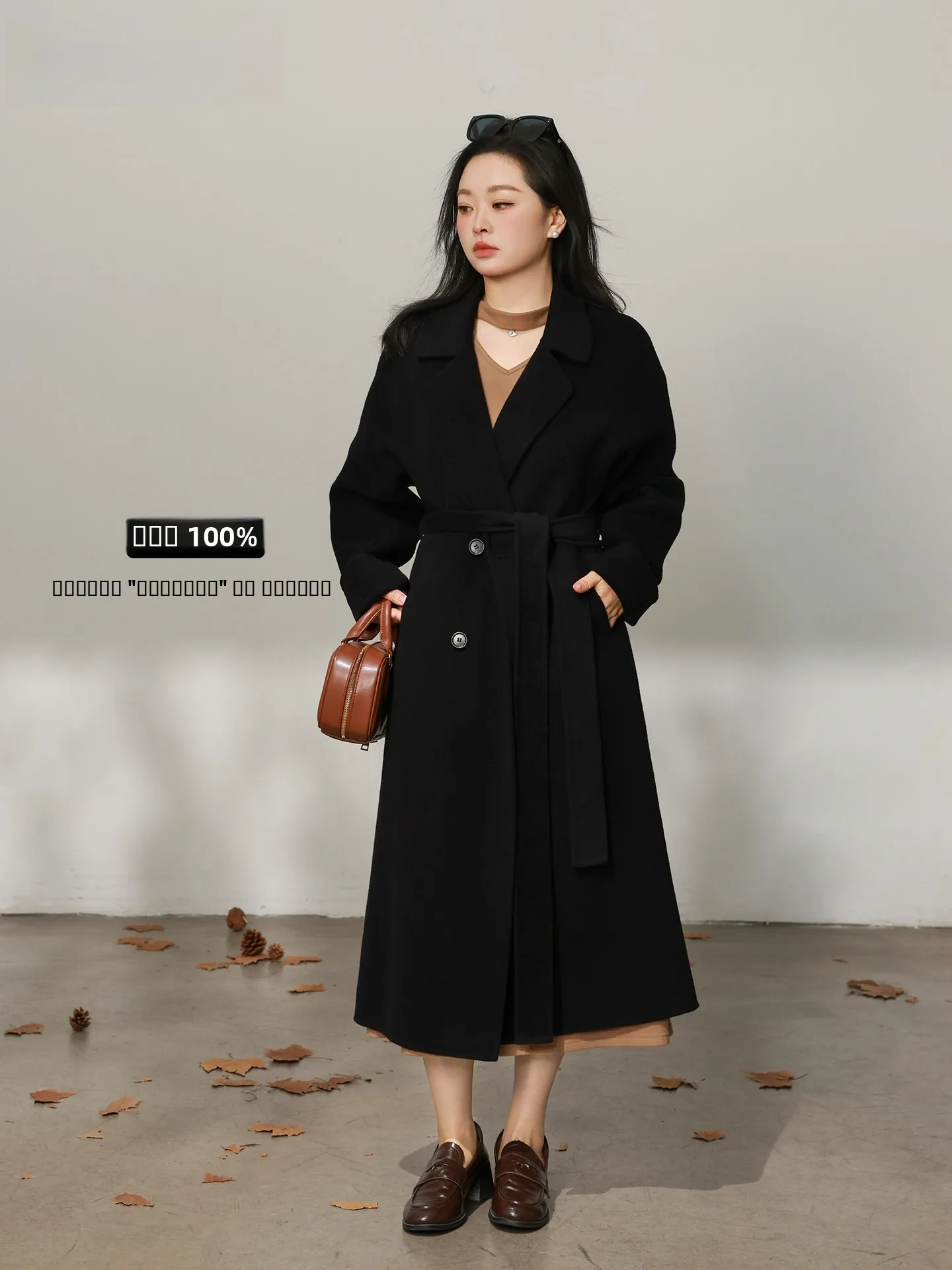 

Шерстяное пальто DM00 больших размеров, двустороннее, комфортное, свободного кроя, зимняя верхняя одежда для полных женщин, повседневное, для поездок на работу, с длинными рукавами