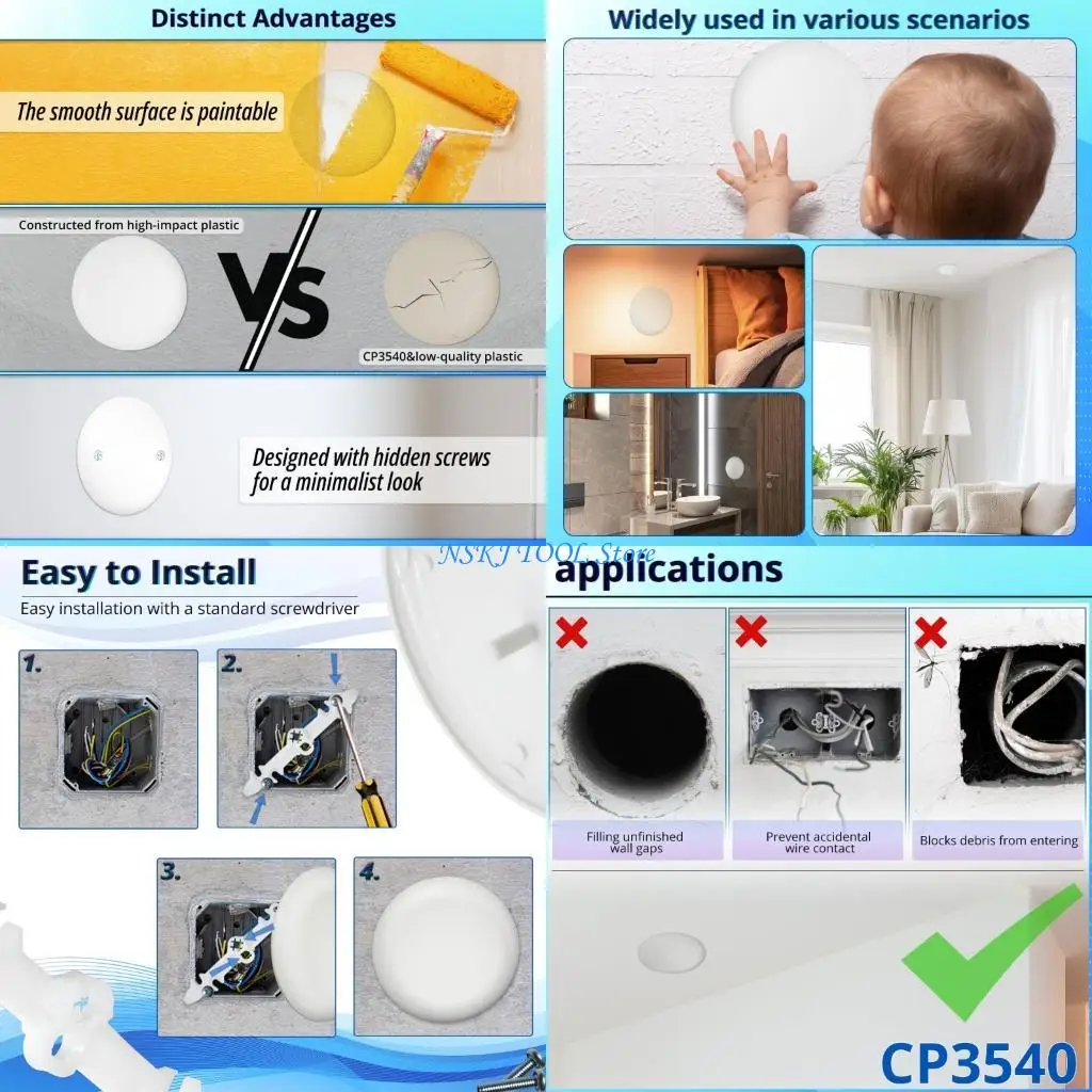 L8RC 2Pcs Universal Round Cover Plates For Ceiling Fan And Recessed Lighting Openings