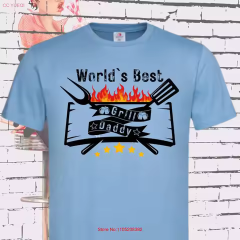 T Shirt World's Best Grill Daddy gift idea with saying funny leisure sayings Father's Day vintage Washed Casual