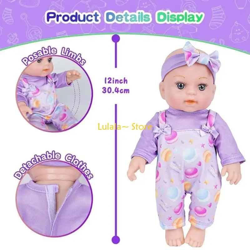 

Y4qa vinyls nevorns baby девочка кукла 12 дюймов для детей, реалистичная игрушка для детей, реалистичная игра