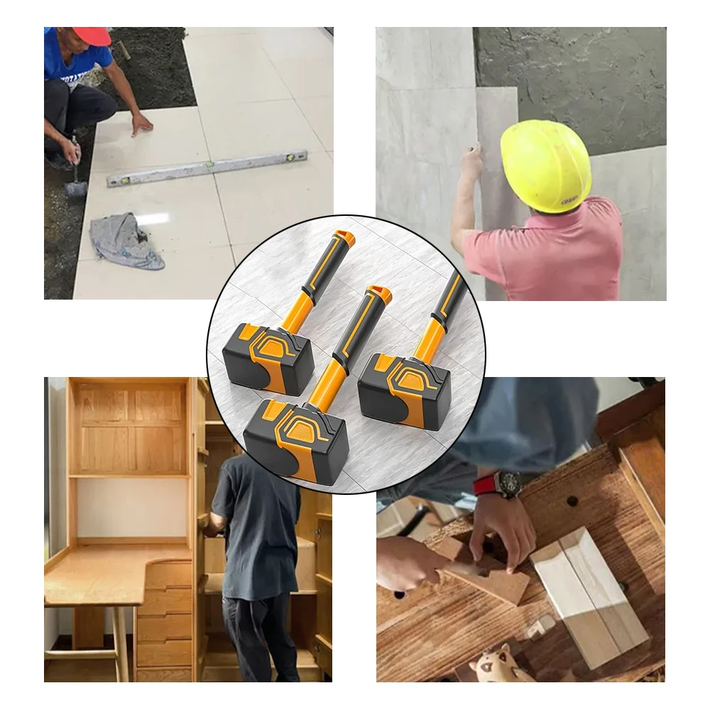 Multifunctional Rubber Mallet Ceramic Tile Soft Rubber Tapping Leather Hammer Professional Construction Workers Hand Tools