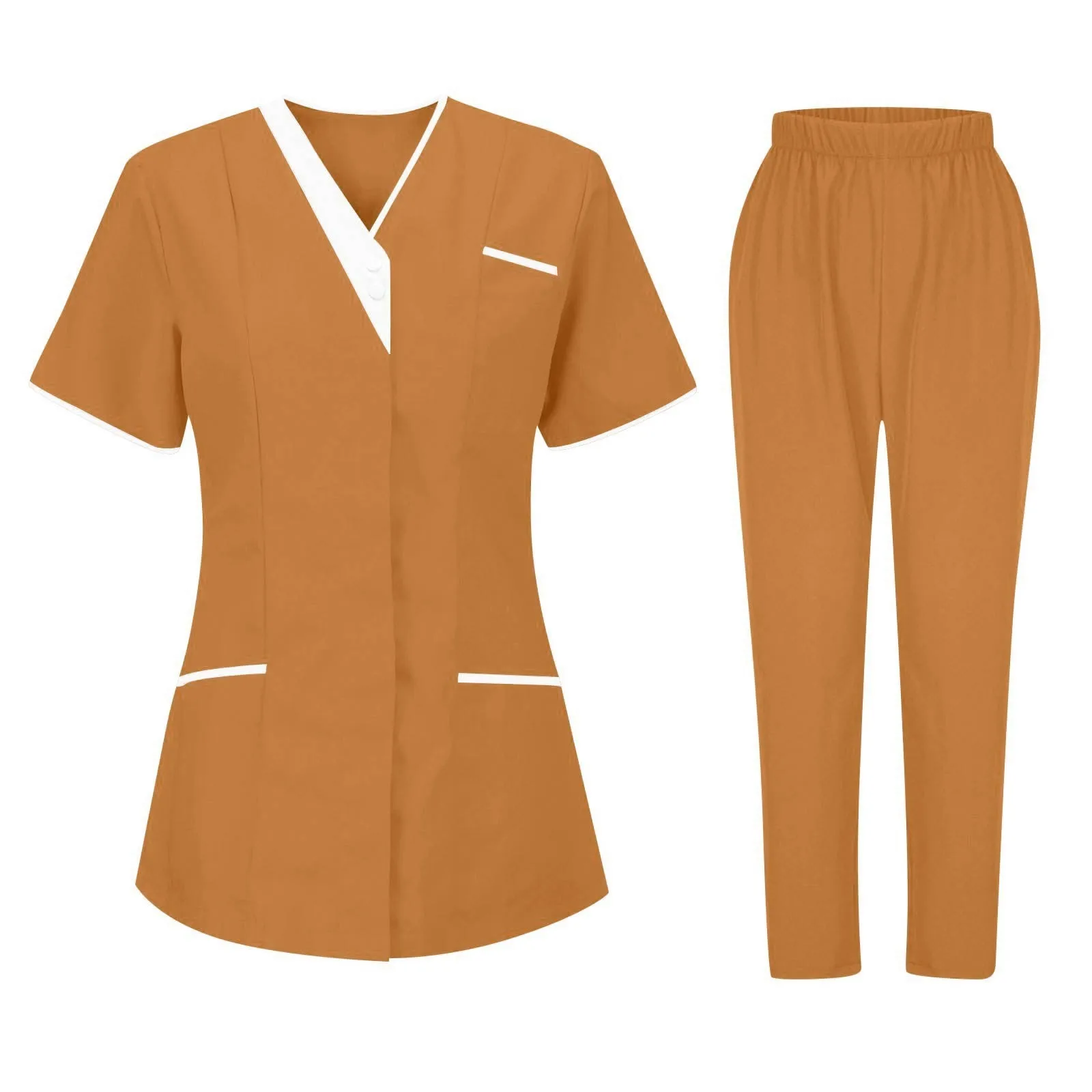 Uniformes médicos femininos com decote em v manga curta enfermeira scurbs conjunto hospital médico workwear cirurgia dental oral conjunto de trabalho