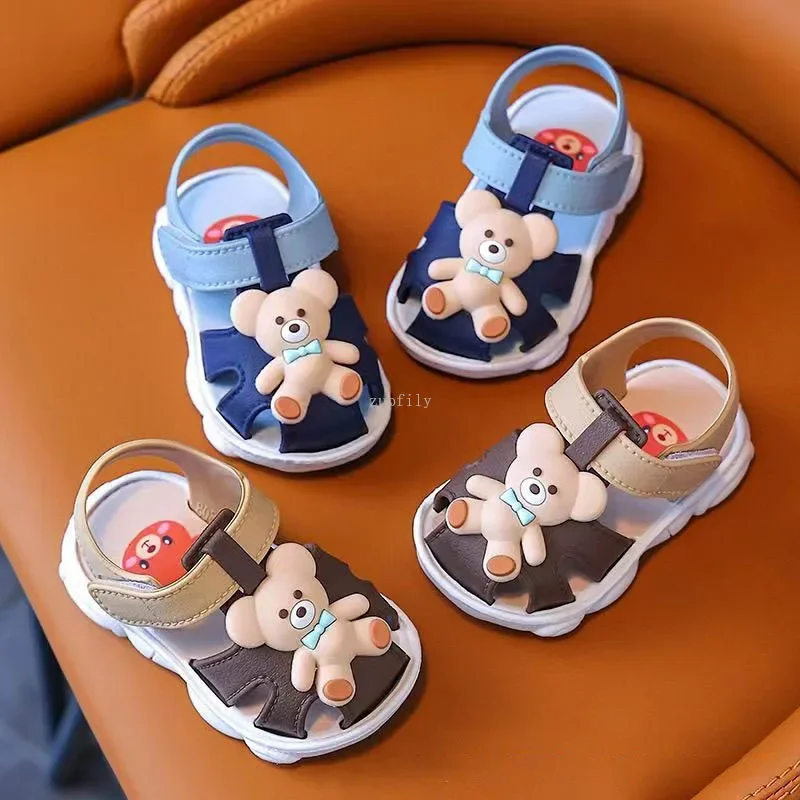 0-3Y Anti Slip Soft Sole Outdoor Children Walking Shoes Cute Cartoon Bear Boys Girls Baby Sandal Waterproof Infant Kids Sandals